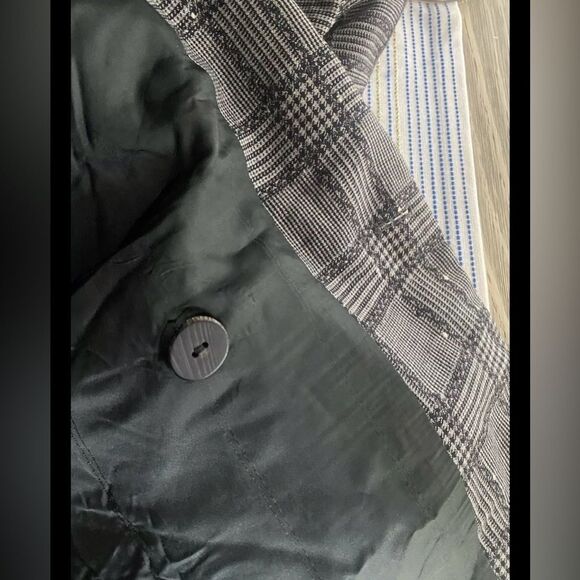 Vintage Gianni Versace 80s-90s Black/Gray Plaid Made In Italy Blazer Wool Blend - Picture 15 of 16